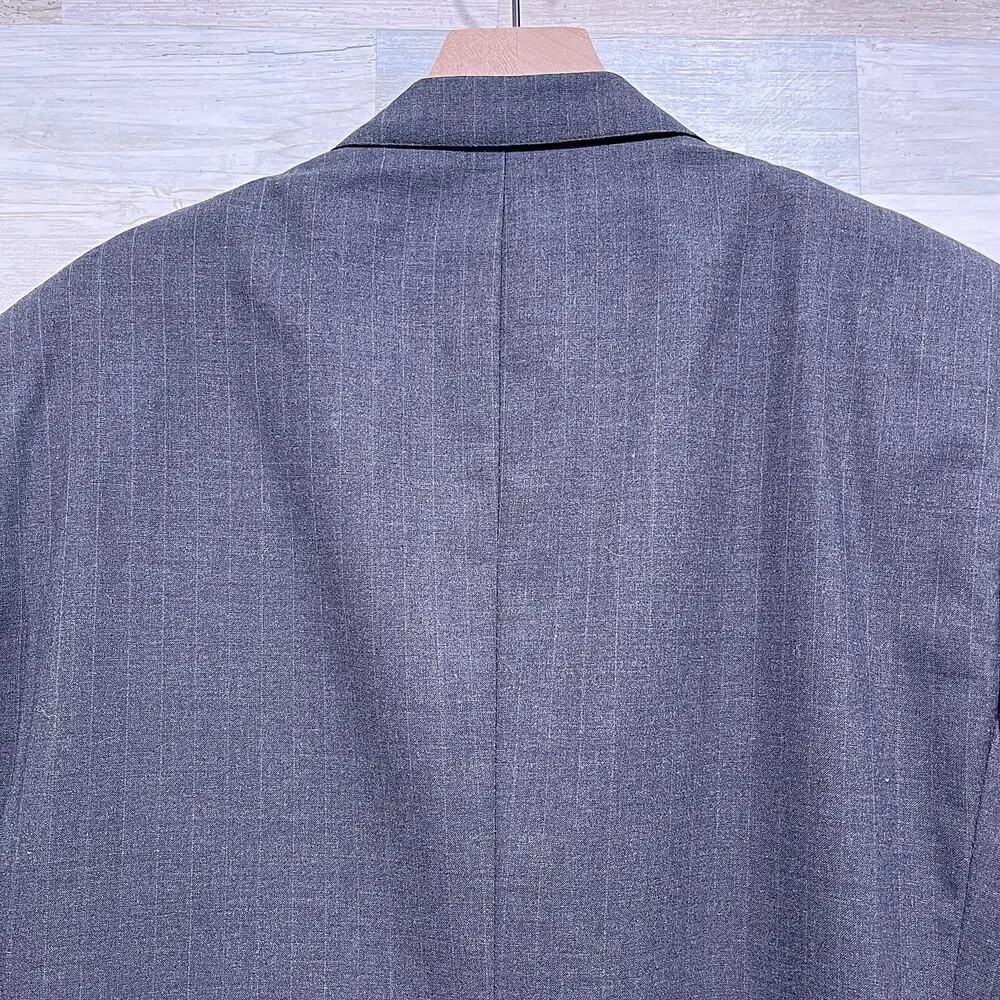Brooks Brothers Brooksease Wool Suit Gray Stripe Mens 42R Pleated Pants 33W